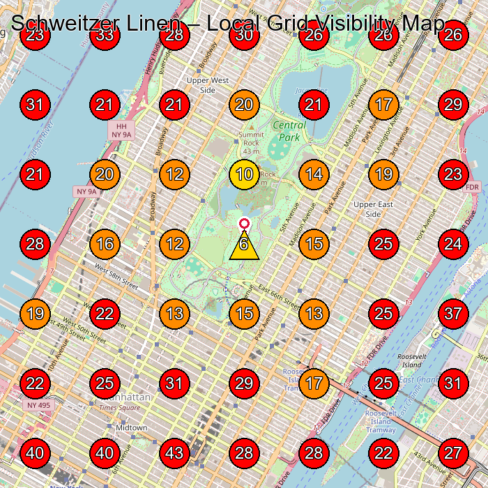 Schweitzer Linen GeoGrid visibility map for Clothing Store in New York